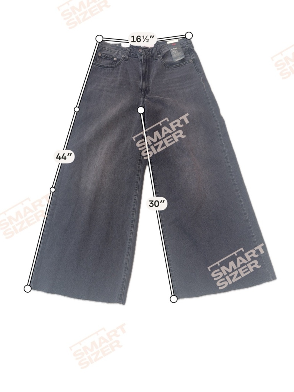 NWT Levi's Black Washed XL Flood Denim Jeans Size 30 x 32 - Picture 5 of 9